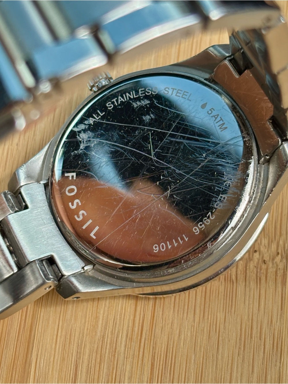 Fossil Silver Tone Multi-Function Stainless Steel Watch Crystal Baguette 38mm - Picture 10 of 15